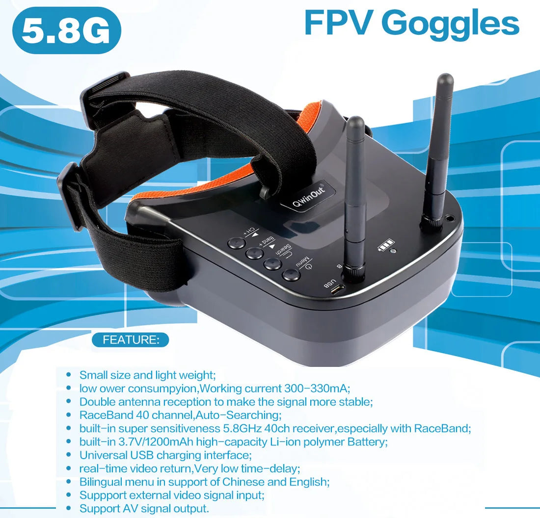 JMT Full Set T100 DIY FPV, 5.8G FPV Goggles 0 FEATURE: small size and light
