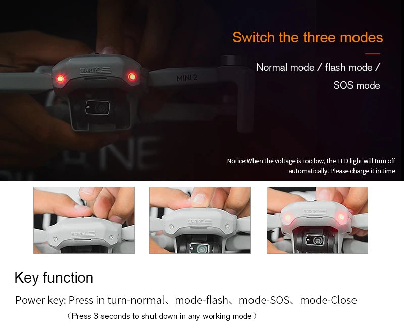 Head Eye Light For DJI MINI 2 Mavic Mini Se Head Flashing Light 32 switch the three modes sqpEC Normal mode flash mode MINI 2 SOS mode NE Note