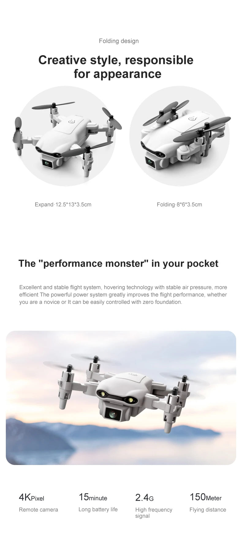 V9 RC Mini Drone, the powerful power system greatly improves the flight performance, whether you are