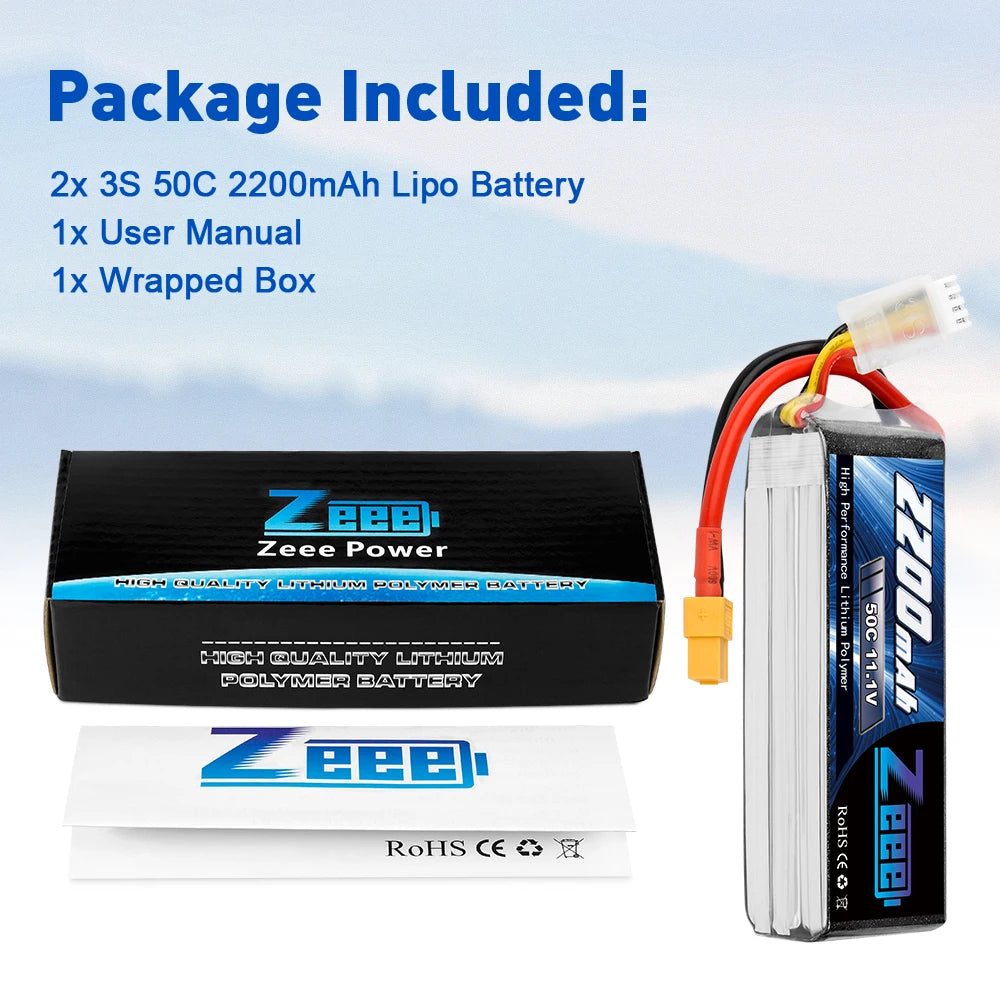 2units Zeee 2200mAh 3S Drone Battery, if lipo battery has any problem, feel free to contact us via Aliexpress message