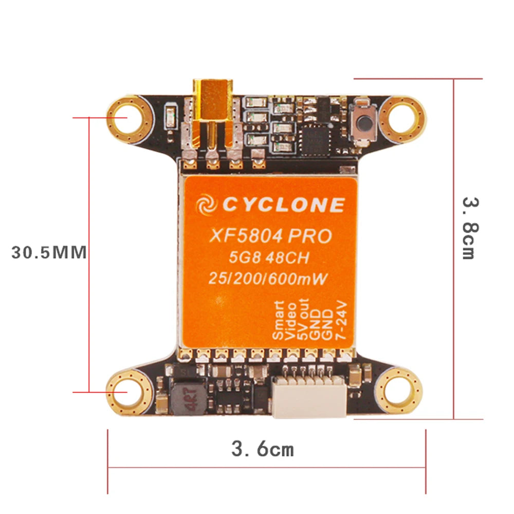 Cyclone XF5804 PRO VTX - 5.8G 48CH 25/200 / 600mW Switchable  FPV Video Transmitter OSD adjustable MMCX VTX