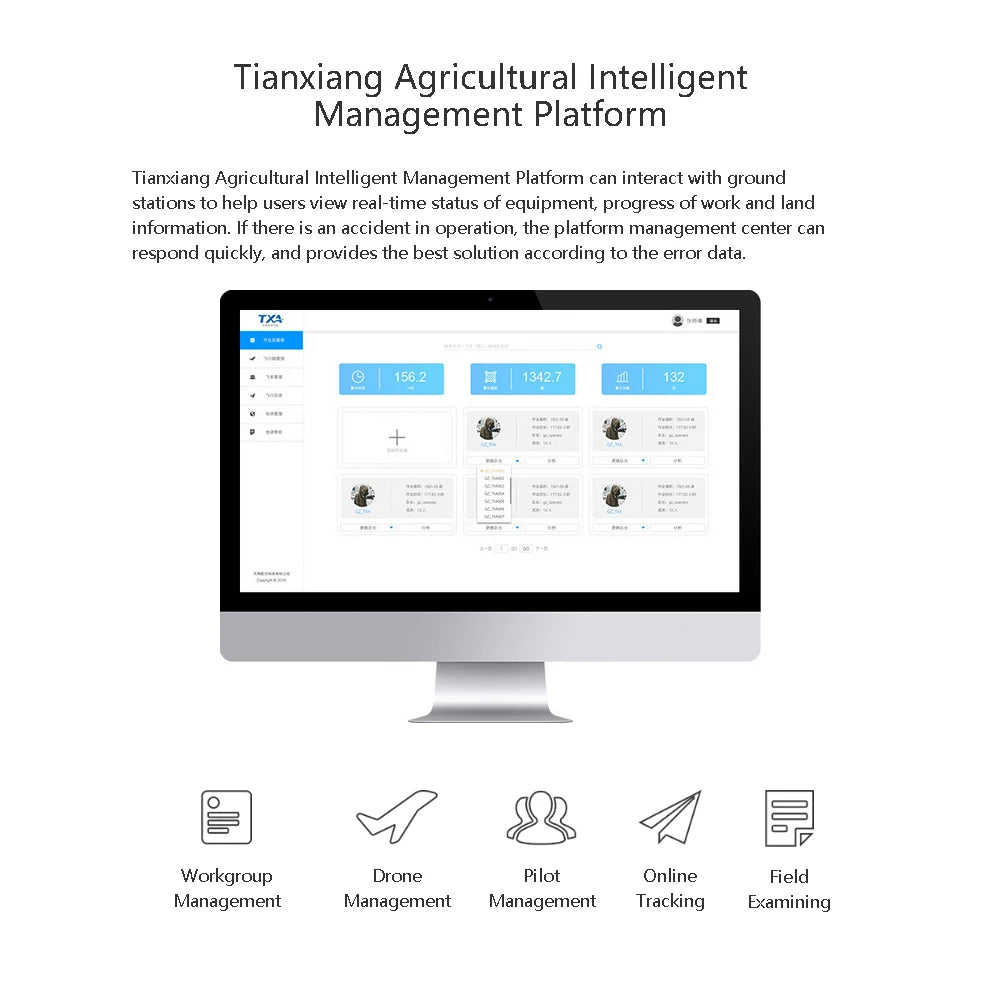 Sense R10 10L Professional Agriculture Drone, the platform can interact with ground stations to help users view real-time status of equipment; progress