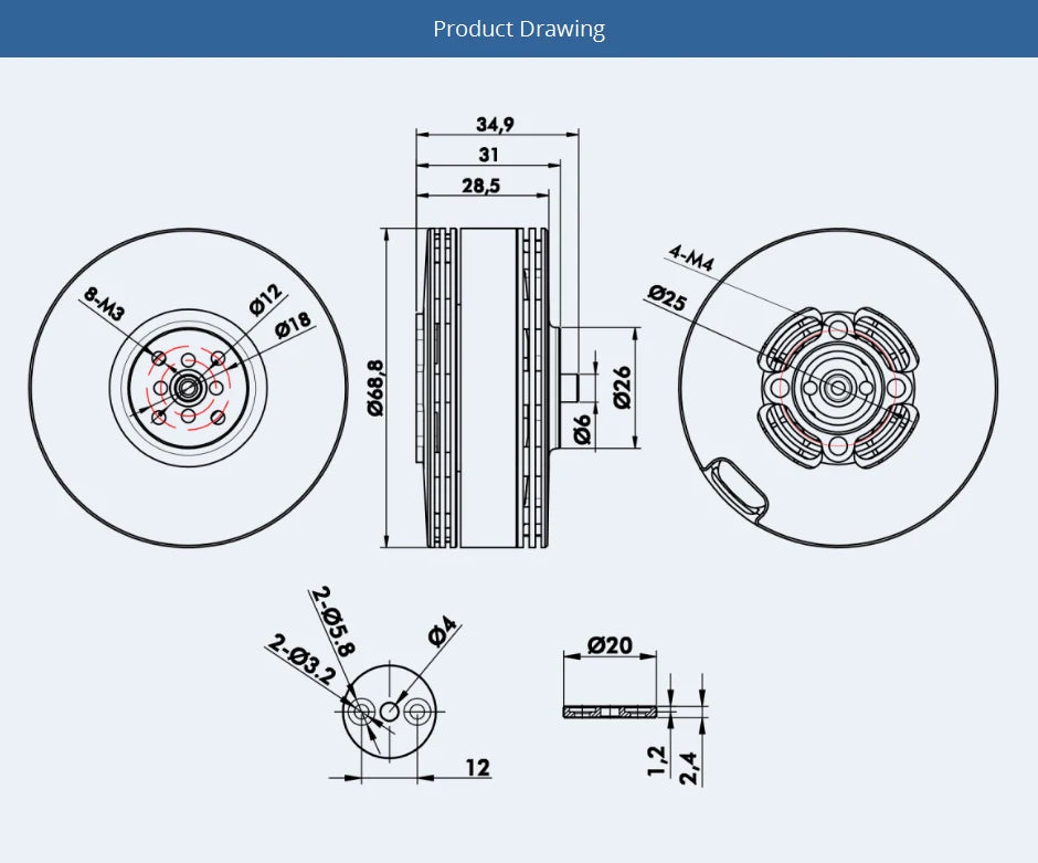 2Pcs/Set T-motor MN601-S KV320 Brushless Motor Max 6.8KG+ Thrust For Aircraft Multirotor Copters RC Drones 12 2Pcs/Set T-motor, T-motor MN601-S KV320 Brushless Motor SPECIFIC