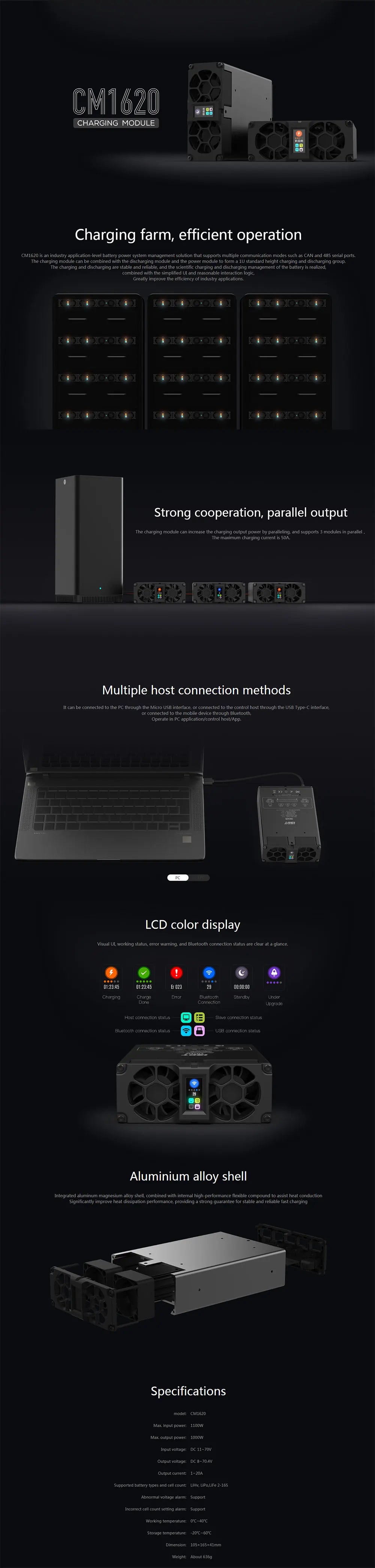 ISDT CM1620 1100W 20A Charge Module - for 2s 4s 8s 16S LiHv LiPo LiFe UAV eBike Battery For Drone 3 ISDT CM1620 1100W 20A Charge Module, charging module can be combined with the discharging module and the module HfOm In