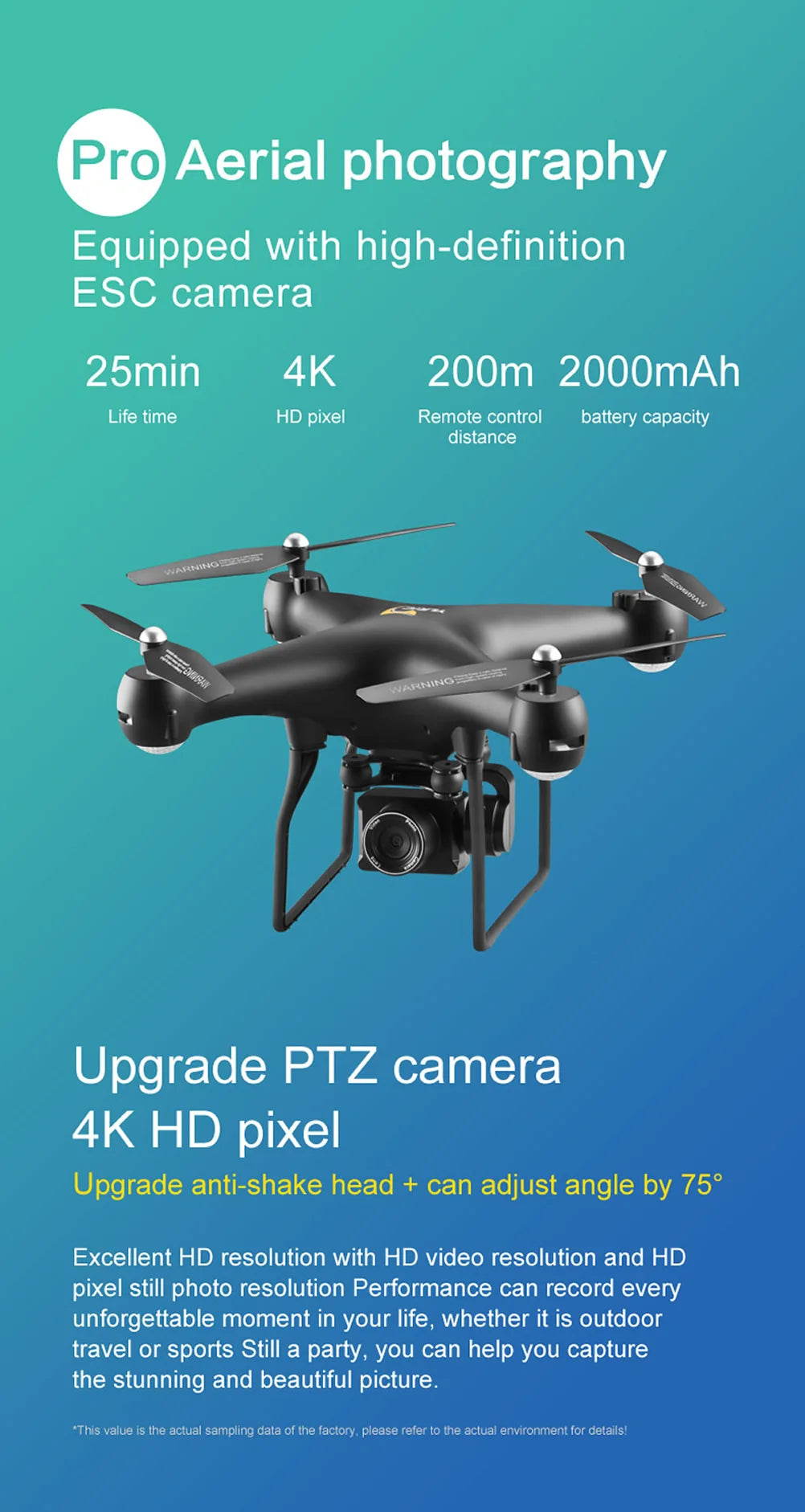 New Remote Control Drone, aerial photography equipped with high-definition esc camera 25min