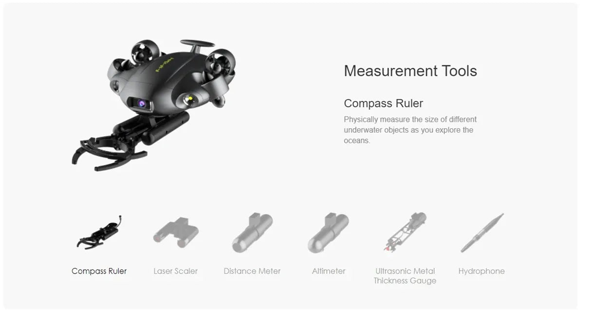 Fifish V6E - Professional Underwater Drone, Fifish V6E, Measurement Tools Compass Ruler Physically measure the size of different underwater objects as you explore