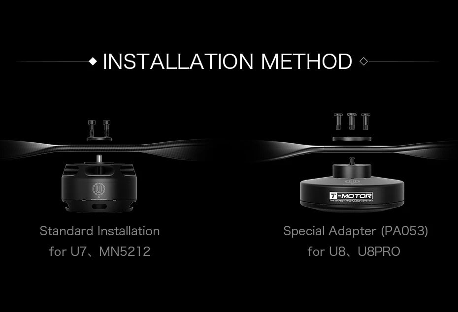 T-Motor CF prop P20*6 Prop, INSTALLATION METHOD TTT "MOTOD Standard Installation Special Adapter