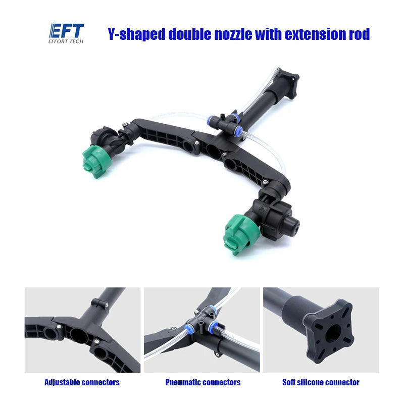 EFT Agricultural Drone Y Double Nozzle - extended rod pressure double nozzle EFT Plant Protection Agricultural Drone Accessories 14 EFT Agricultural Drone Y Double Nozzle, IEeFT Y-shaped double nozzle with extension rod FFFORT