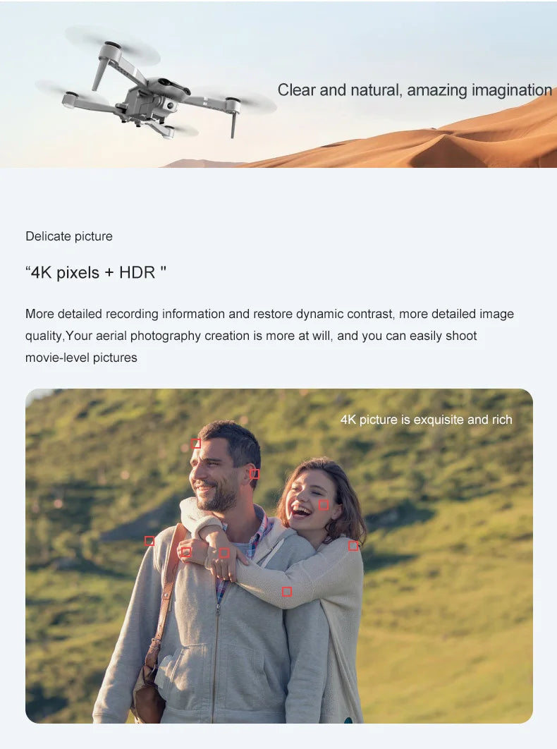F3 drone, "4k pixels hdr more detailed recording information and restore