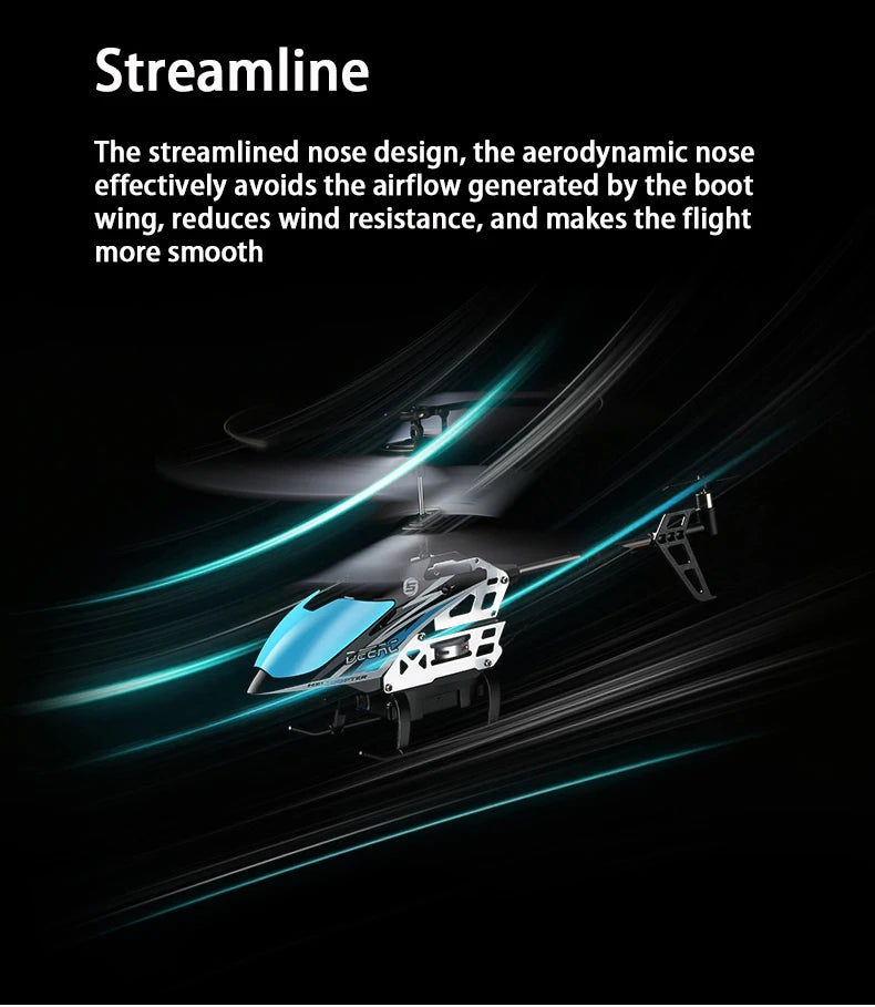DEERC 8004B RC Helicopter, streamlined nose design, the aerodynamic nose effectively avoids the airflow generated by the boot