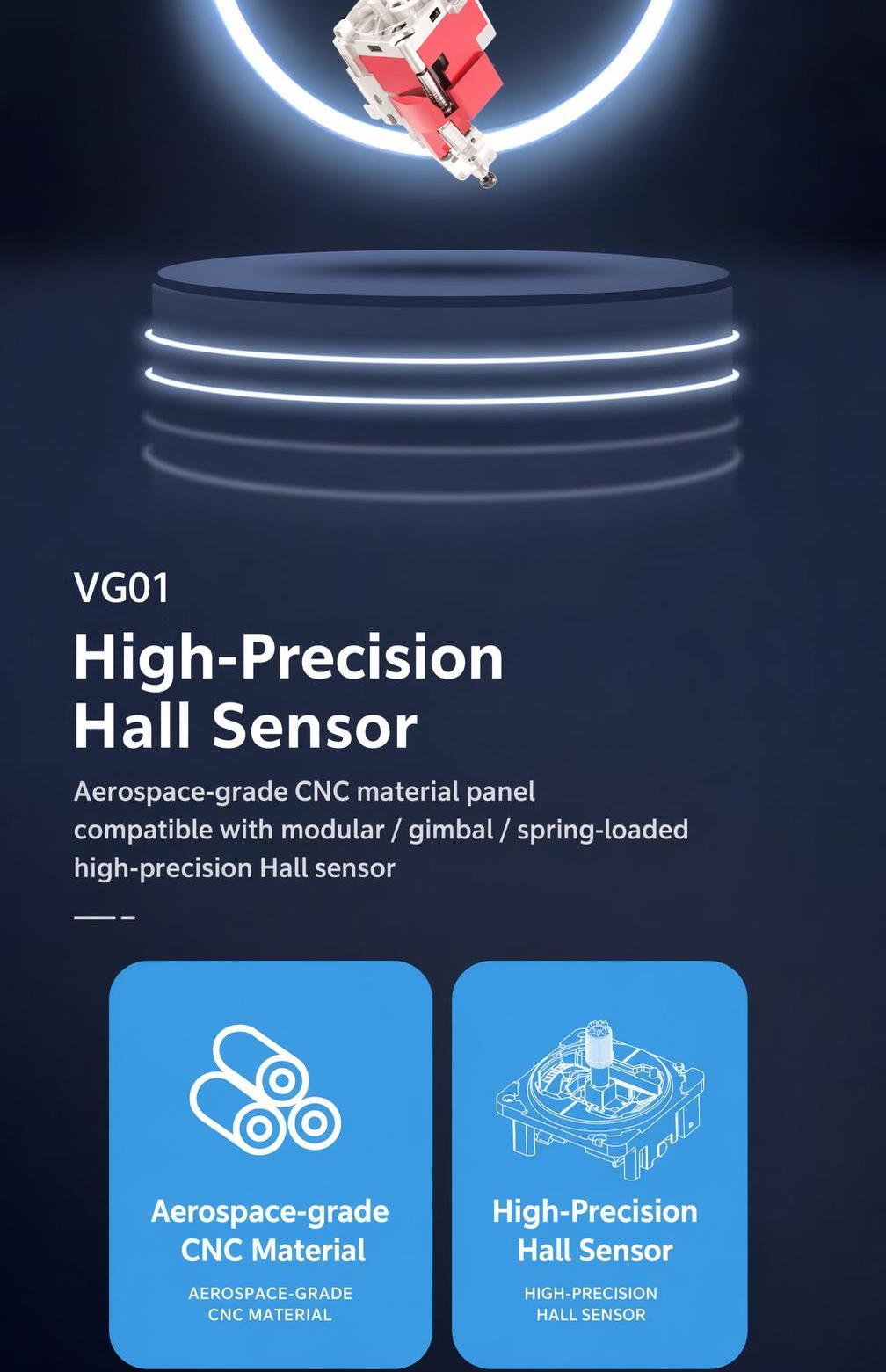 Close-up promotional graphic of the gimbal stick assembly