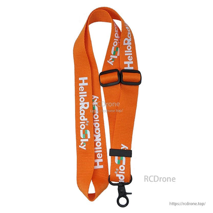 Orange HelloRadioSky adjustable RC transmitter lanyard neck strap with dual sliders and swivel clip