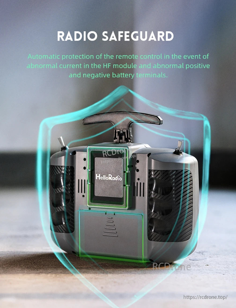 HelloRadioSky MAX R9 Gimbal, Radio Safeguard protects against abnormal current and battery terminal issues.