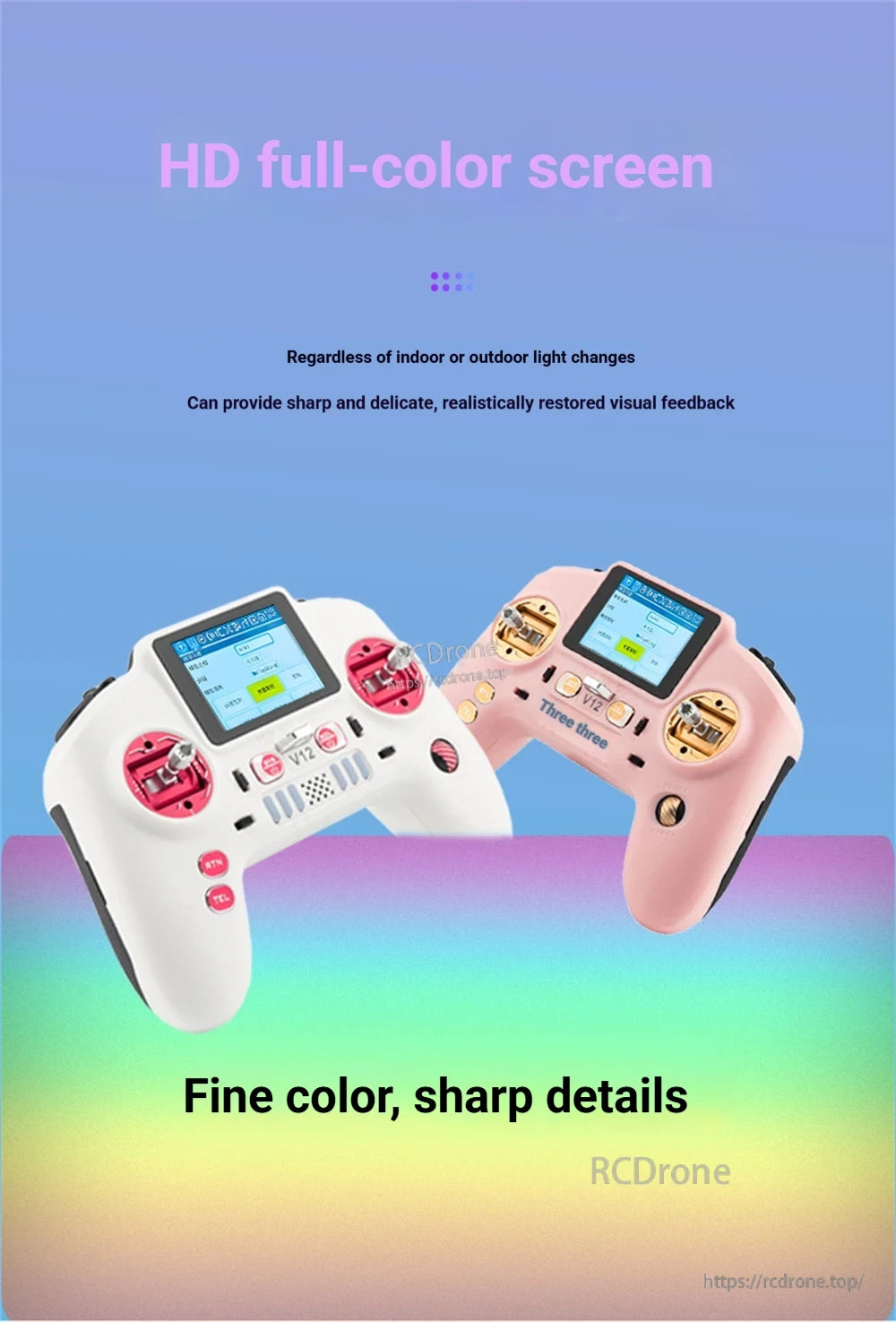 V12 transmitter HD full-color screen highlight with two controller color variants
