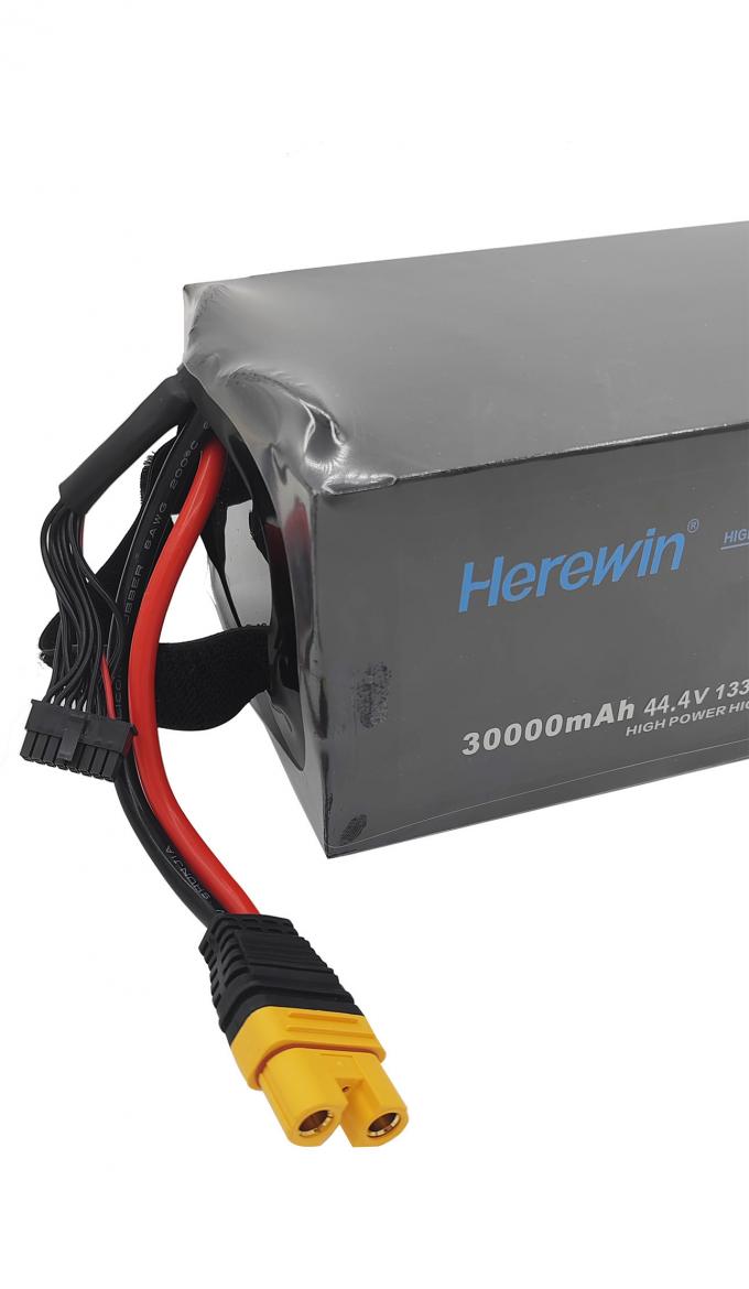 Herewin 44.4V 12S 30000mAh LiPo Drone Battery, Lithium-ion battery for drones with 44.4V, 12S cells, and 30000mAh capacity.