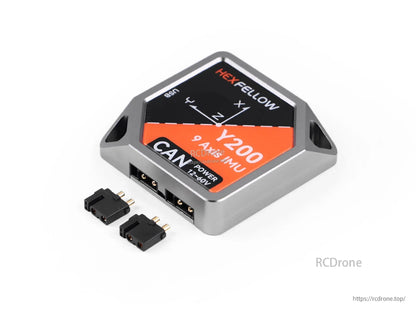 Hexfellow Y200: 9-axis IMU, CAN interface, 12-60V, 200Hz output, -20℃~85℃ operating range, compact 60×60×15 mm size.