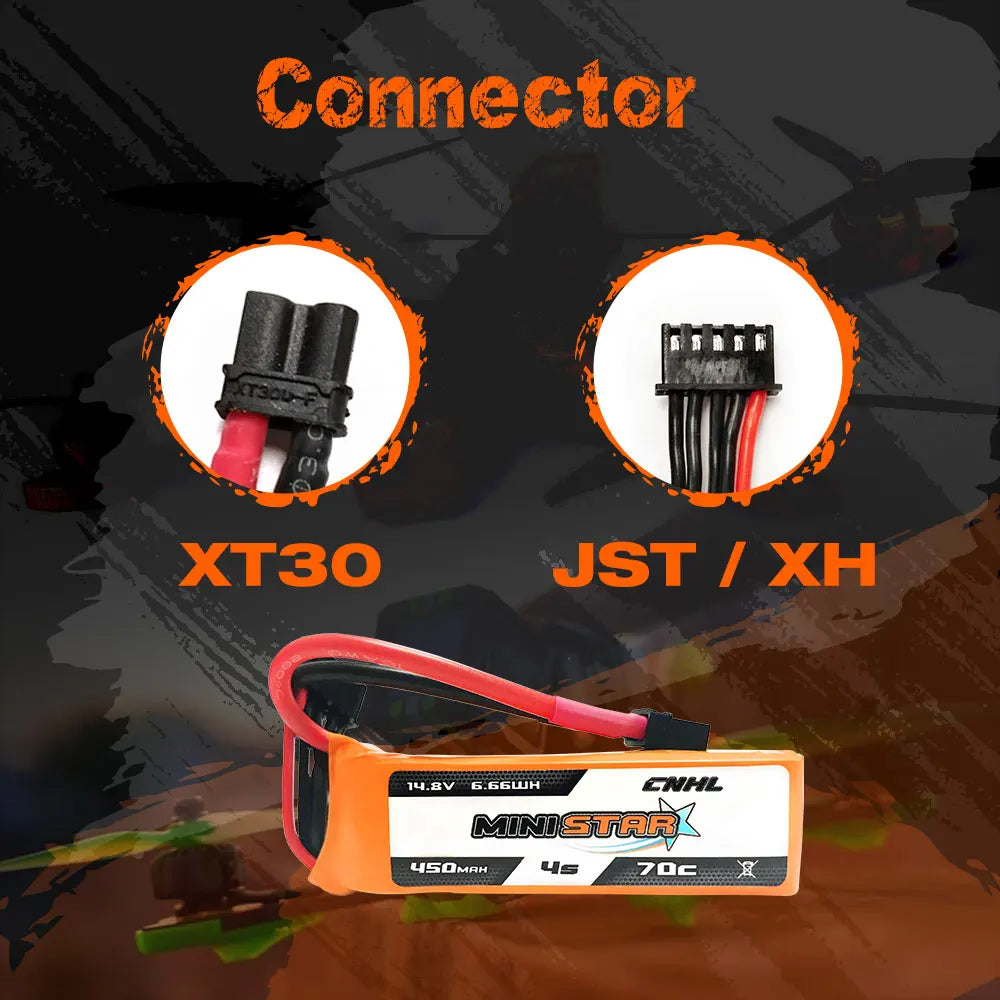 4PCS CNHL Lipo 4S 14.8V Battery for FPV, Connector XT30 JST 1 XH T4.v 666Wh