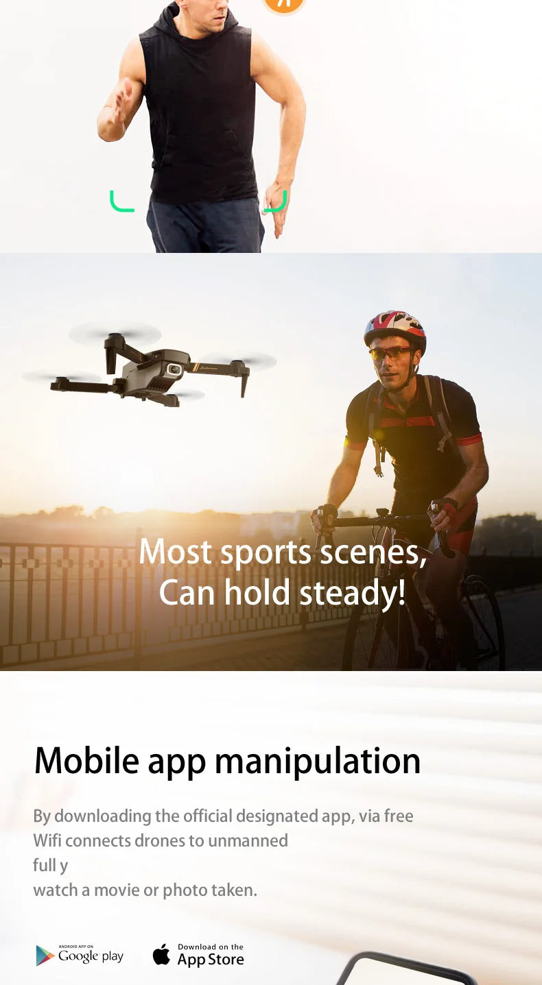 V4 Drone, most sports scenes, can hold steadyl mobile app manipulation by downloading the