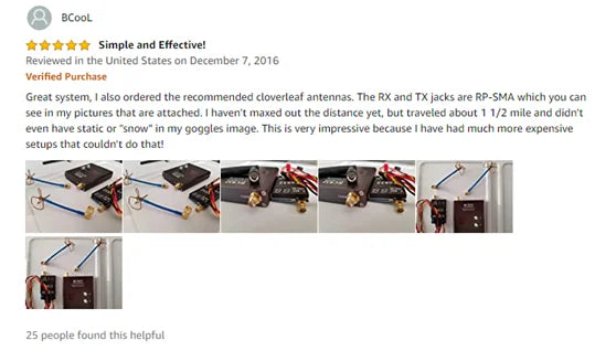 AKK TS832 VTX +RC832 VRX - 5.8G FPV 2000M Range Audio Video Transmitter and Receiver for FPV Drone 16 AKK TS832 VTX, BCooL Simple Effectivel Revle ved the United States on December 2016