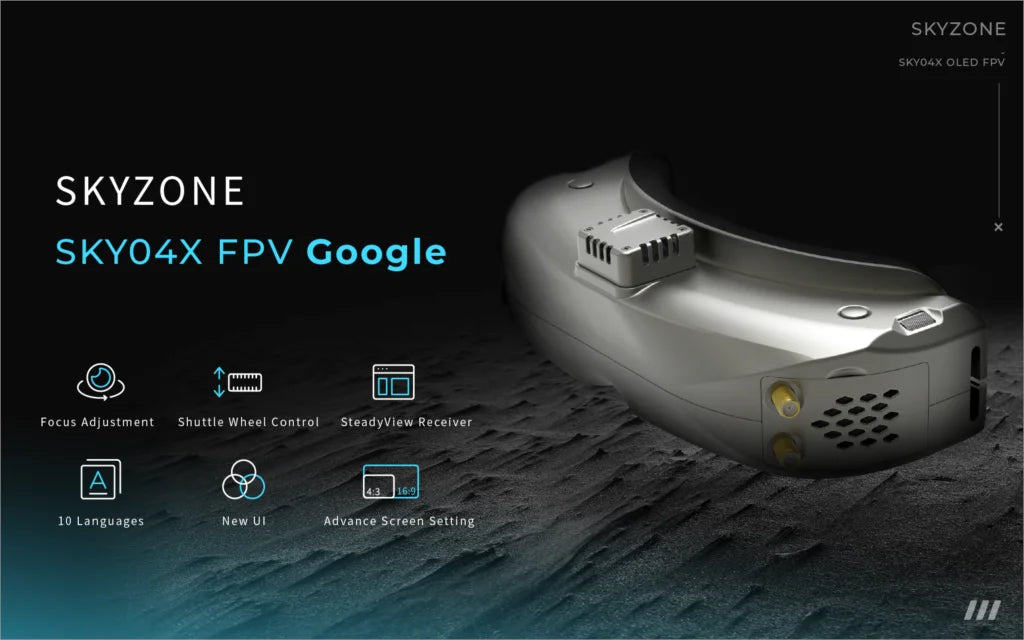 SKYZONE 04X V2 FPV Goggle, Google (fc Focus Adjustment Shuttle Wheel Control SteadyView Receiver 10 Language