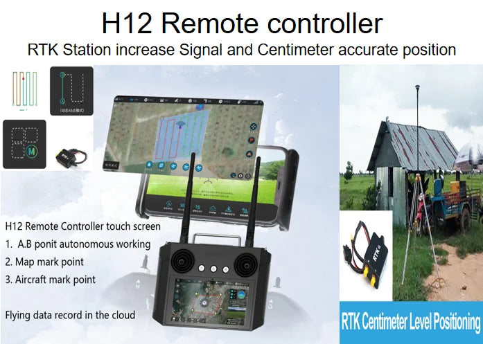 Yuanmu GF-30 30L Agriculture Drone - With Smart Battery Rtk Antenna Centimeter Positioning System 12 Yuanmu GF-30 30L Agriculture Drone, H12 Remote controller RTK Station increase Signal and Centimeter accurate position . map mark