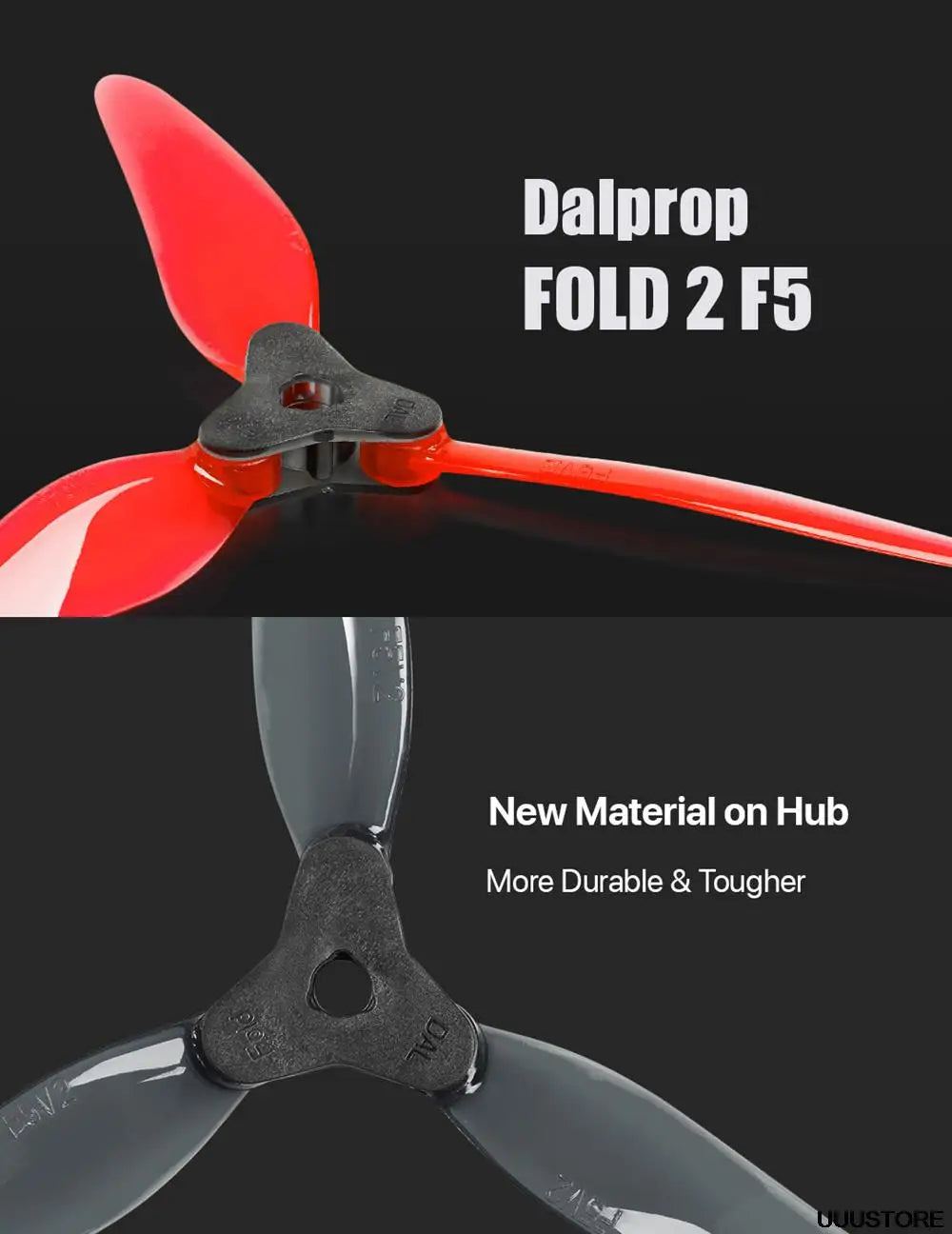 2Pairs DALPROP Fold 2 F5 5 Inch 7mm 3-Blade Folding Freestyle Propeller for FPV Racing RC Drone Dalprop FOLD 2 F5 New Material on Hub More Durable & Tougher