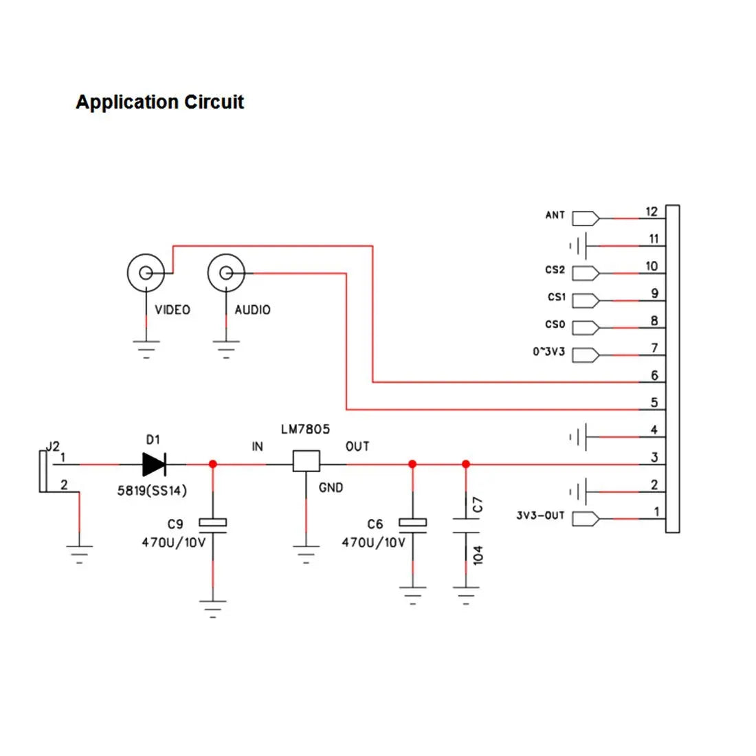 AKK 331 VRX - 5.8GHz FPV AV Receiver Module for goggles and FPV monitor/ 351 FPV Transmitter Module for Racing Drone DIY Build 17 AKK 331 VRX, Application Circuit AnT CS2 10 Csi VIDEO AUDIO CSO
