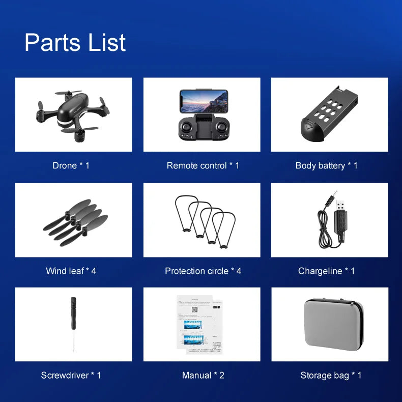 S88 Drone - 4K HD Dual Camera With FPV Optical Flow Positioning RC Helicopter Quadcopter 31 S88 Drone, parts list drone remote control body battery wind leaf* 4 protection circle charge