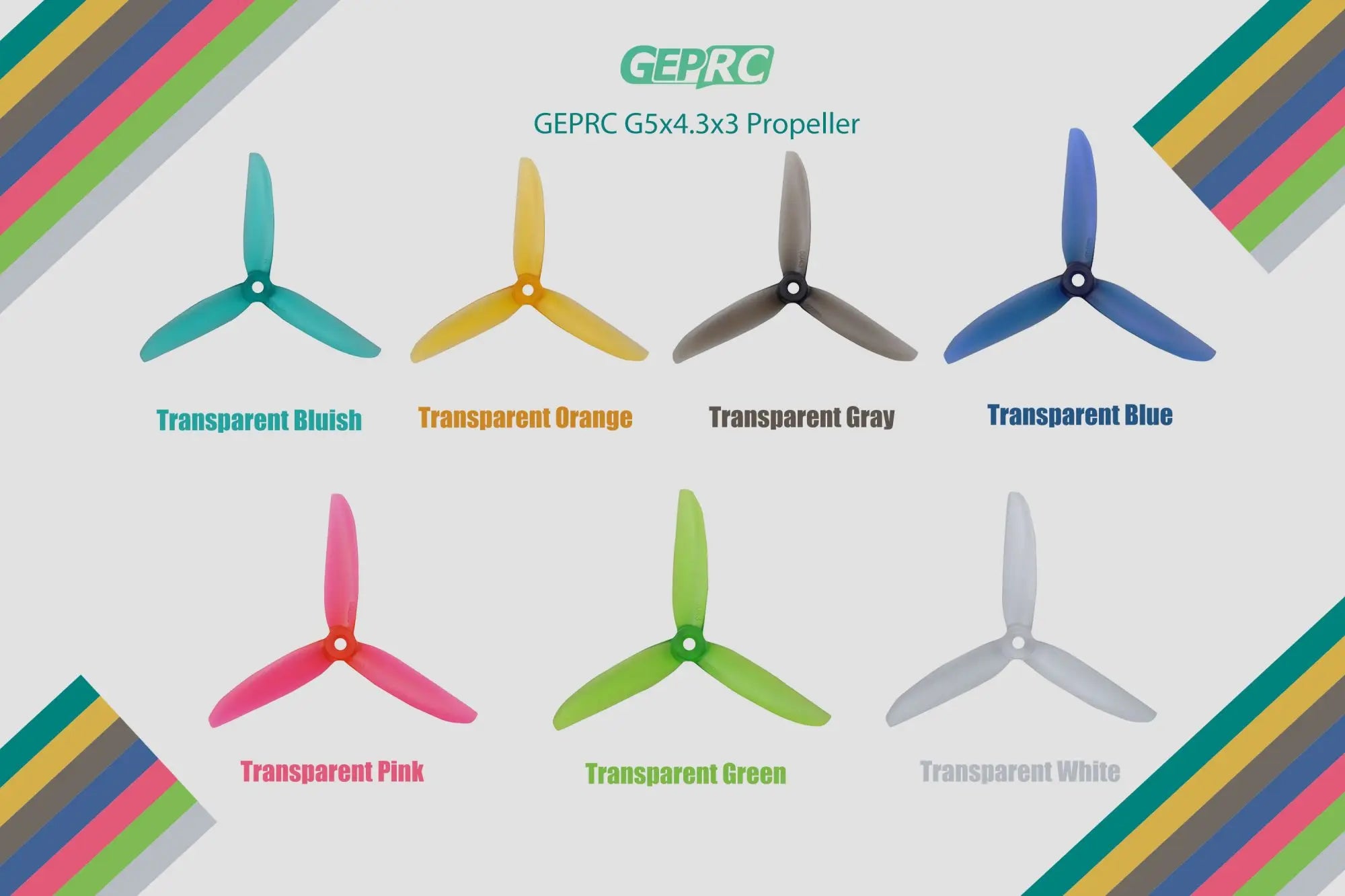 GEPRC G5x4.3×3 Propeller, GEPRC G5x4.3x3 Propeller Transparent Bluish Transparent Orange Trans