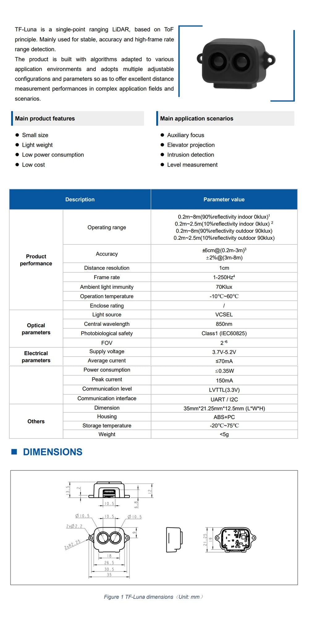 CUAV NEW Drone UAV FPV V5+ Autopilot Pixhawk Flight Controller With TF Luna Radar Lidar Module 17 TF-Luna single-point ranging LiDAR, based on To