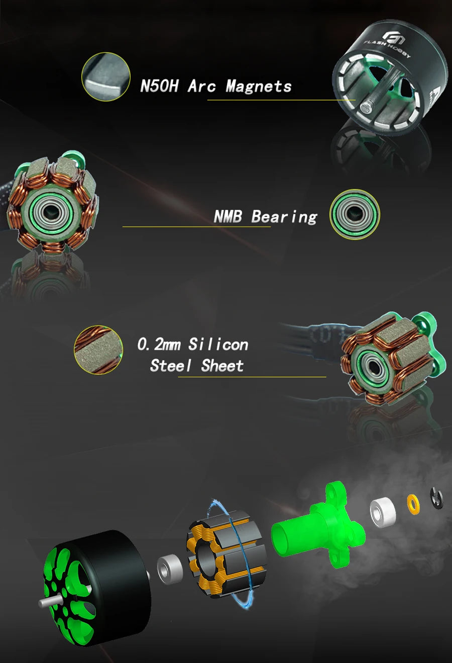 Flashhobby Arthur A1207 5200KV 6000KV 7000KV Racing Edition Brushless Motor for RC FPV Racing Drone DIY Accessories 12 Package Included: 1/4 x Flashhobby Arthur A1207 Motor .