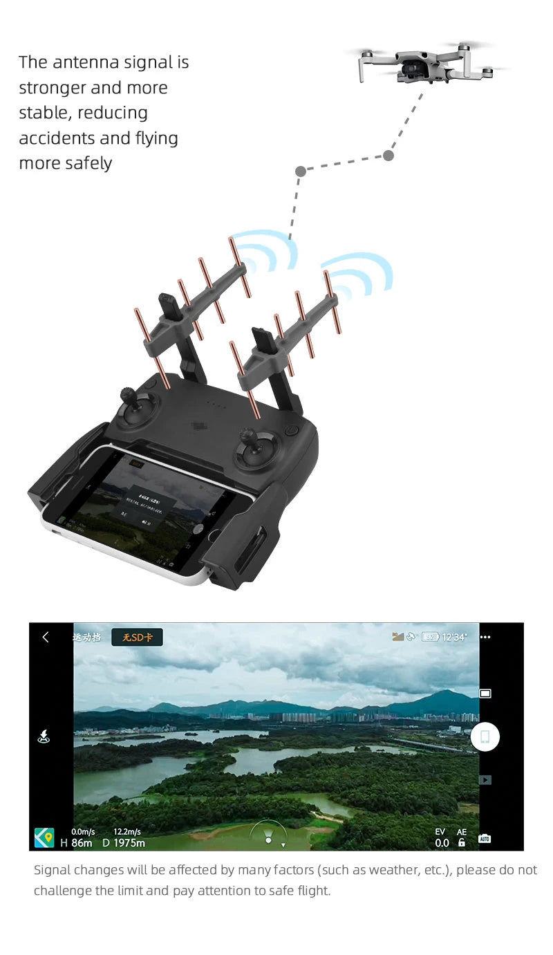 2.4Ghz Yagi Antenna Remote Control Signal Booster for DJI Mavic 2 Zoom Mavic Pro Mini 1/SE Air Phantom 3 4 FPV Signal Range Extender 22 2.4Ghz Yagi Antenna, antenna signal is e stronger and more stable, reducing accidents and flying more safely .