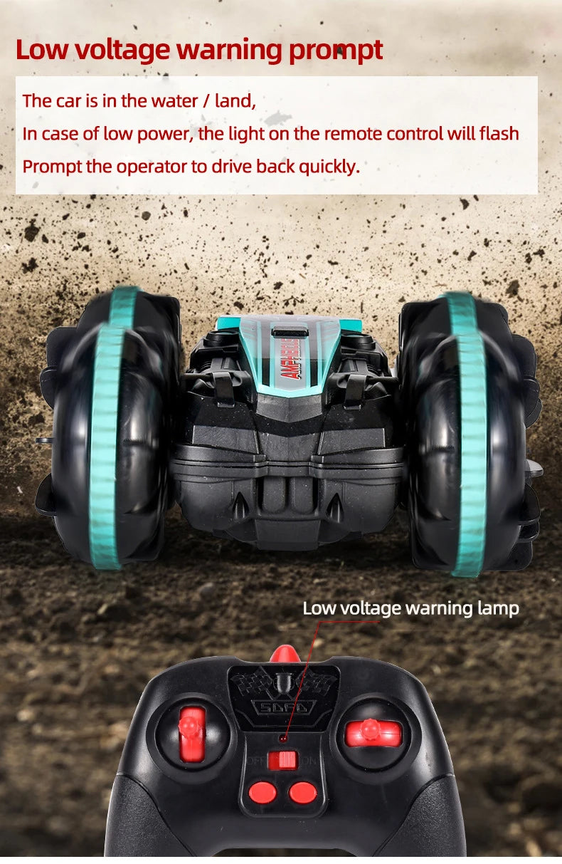 Newest High-tech Remote Control Car, low voltage warning lamp The car is in the water land, the light on the remote control will