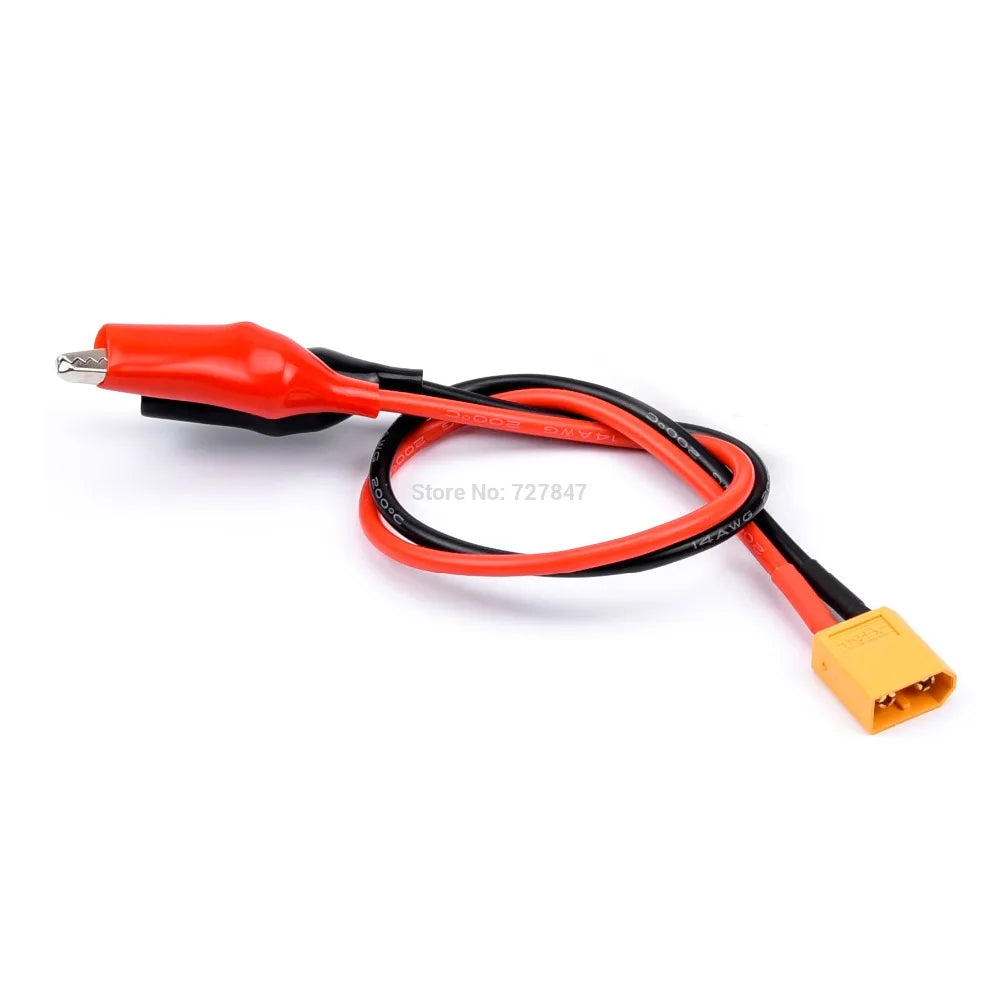 FPV Drone Charger Cable, XT60 Male / Female to Crocodile Clip Conector Plug 14