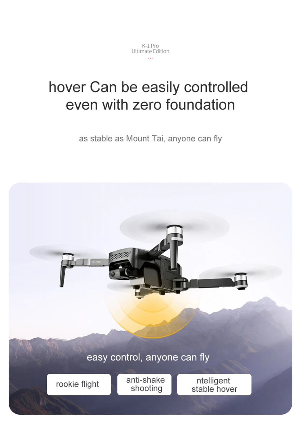 VISUO ZEN K1 PRO Drone, K-l Pro Ultimate Edition hover Can be easily controlled even with zero foundation as stable as Mount