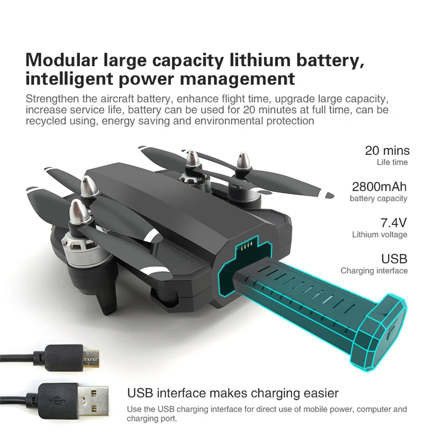 Flytec T15 Drone, 2800mAh battery capacity 7.4V Lithium voltage USB Charging interface USB interface makes