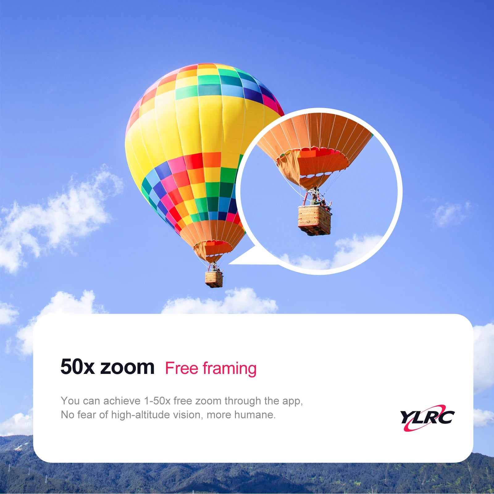 S135 Drone, YLRC allows you to achieve 1-50x free zoom through the app . 