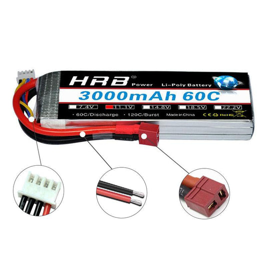 HRB 3S 11.1V 3000mah Lipo Battery - 60C XT60 EC5 T Deans XT90 Connector For Car FPV Airplane Drone Boat Truck RC Parts