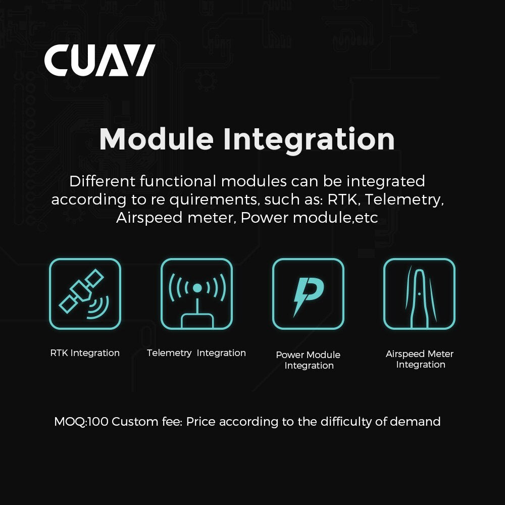 CUAV Open Source Aircraft Flight Controller, Sn CUNV Module Integration Different functional modules can be integrated according to re quire