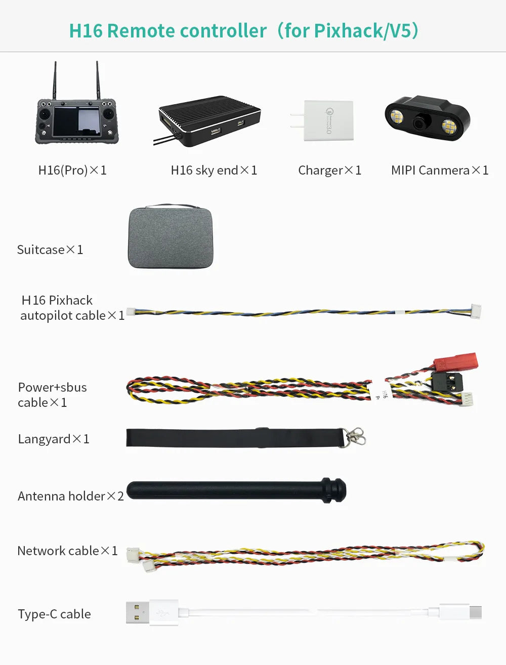 CUAV Black H16, H16 Remote controller (for Pixhack/V5) Hl6(Pro)X