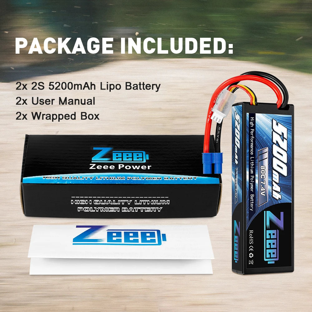 2x 2S 5200mAh Lipo Battery 2x User Manual 2x Wrapped Box