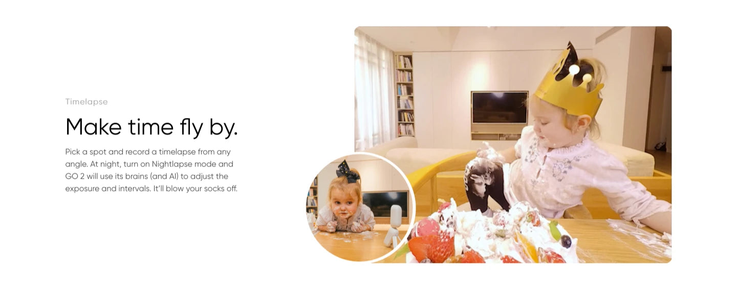 Insta360 GO Small Action Camera Light Weight Waterproof Stabilization POV Capture With Charge Case Wearable Camera Accessories 16 GO 2 uses its brains (and Al) to adjust the exposure and intervals