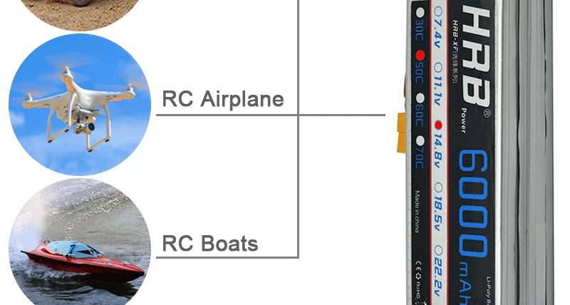 2PCS HRB Lipo Battery 2S 3S 4S 6S 11.1V 14.8V 5000mah 6000mah 3300mah 4000mah EC5 T PLUG XT60 RC Parts 14 2PCS HRB Lipo Battery, Please store it in a safety guard bag