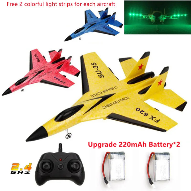 FX-620 SU-35 RC Remote Control Airplane, 2 colorful light strips for each aircraft 8 + Upgrade Z2OmAh Battery*2 34 G