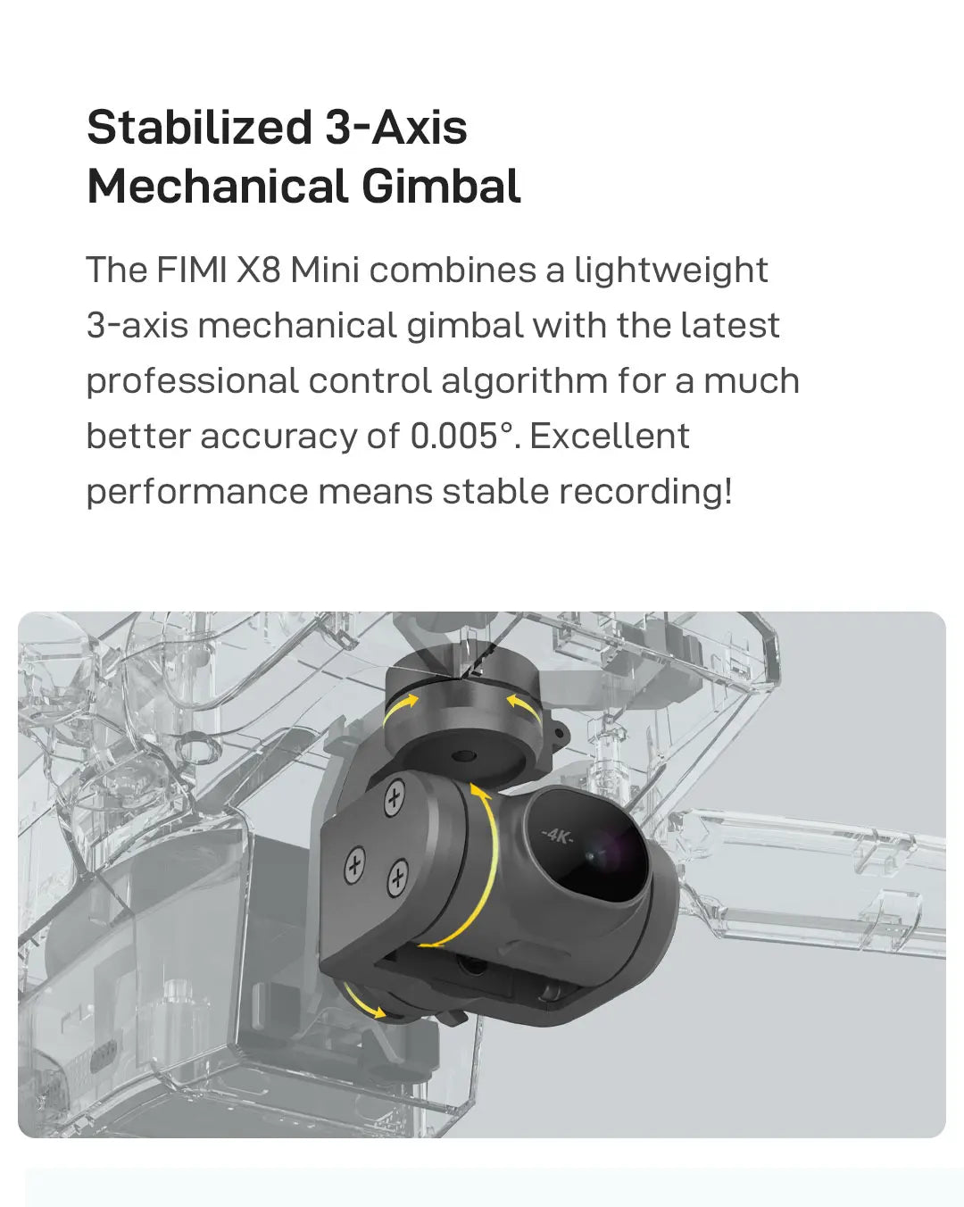 FIMI x8 Mini Drone, FIMI X8 Mini combines lightweight 3-axis mechanical gimbal with