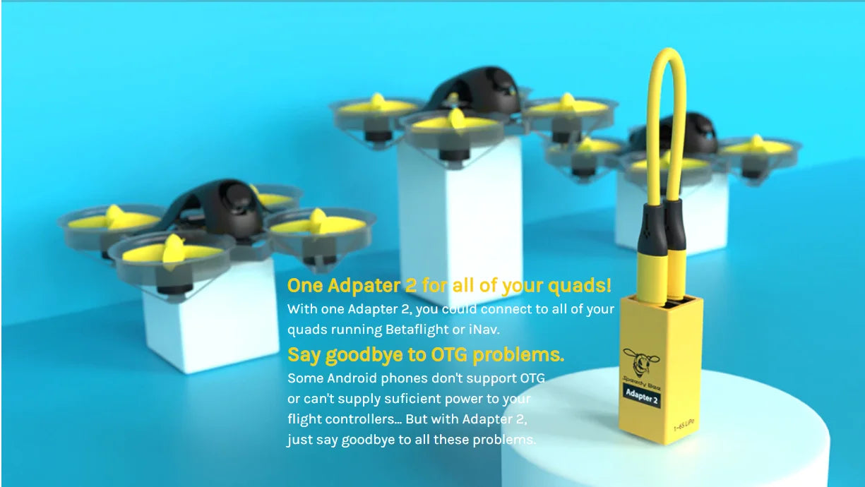 Speedybee Bluetooth Adapter, Adapter 2 can connect to all of your quads running Betaflight or i