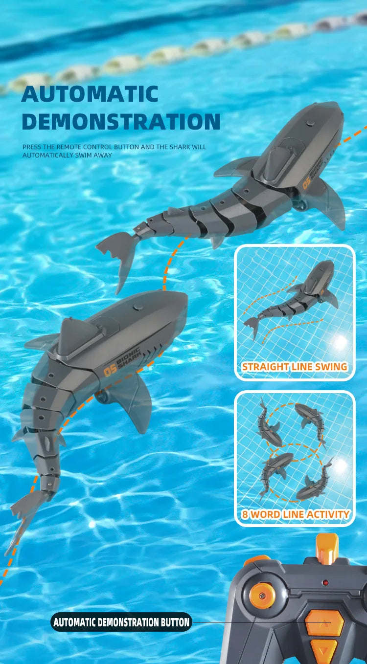 Smart Rc Shark whale Spray Water Toy, AUTOMATIC DEMONSTRATION PRESS THE REMOTE CONTROL BUTTON