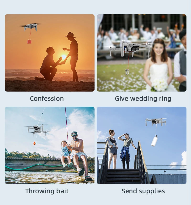 Airdrop System for DJI Mavic 3/2 Pro Zoom AIR 2 Mini 2/Mini 3 Drone Fishing Bait Wedding Ring Gift Deliver Life Rescue Thrower 55 Confession Give wedding ring Throwing bait Send