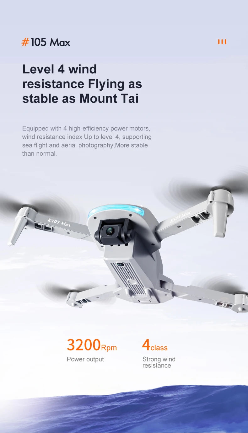 JINHENG K105 Max Drone - 4K HD Dual Camera With Obstacle Avoidance WiFi Fpv Foldable Quadcopter Toys For Children Hobbie 38 JINHENG K105 Max Drone, mount tai equipped with 4 high-efficiency power motors