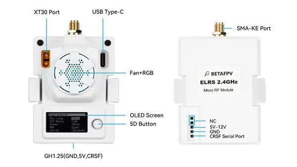 BETAFPV LiteRadio 3/2 SE Radio Transmitter, XT30 Port USB Type SMA-KE Port Fan+RGB BETAFP